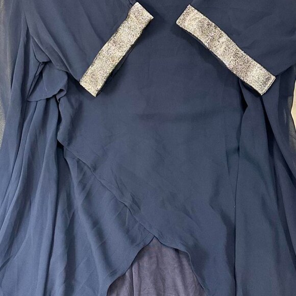 Plus Size Elegant Party Dress, Women's Plus Colorblock Glitter Trim Contrast Mes - Picture 4 of 4